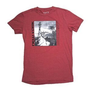 ​FREE STATE NEW YORK CITY NYC STATUE OF LIBERTY RED GRAPHIC T-SHIRT MENS SIZE SM